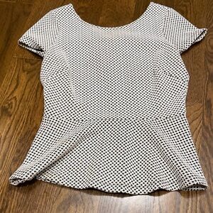 Banana Republic Black and White Short Sleeve Peplum Top